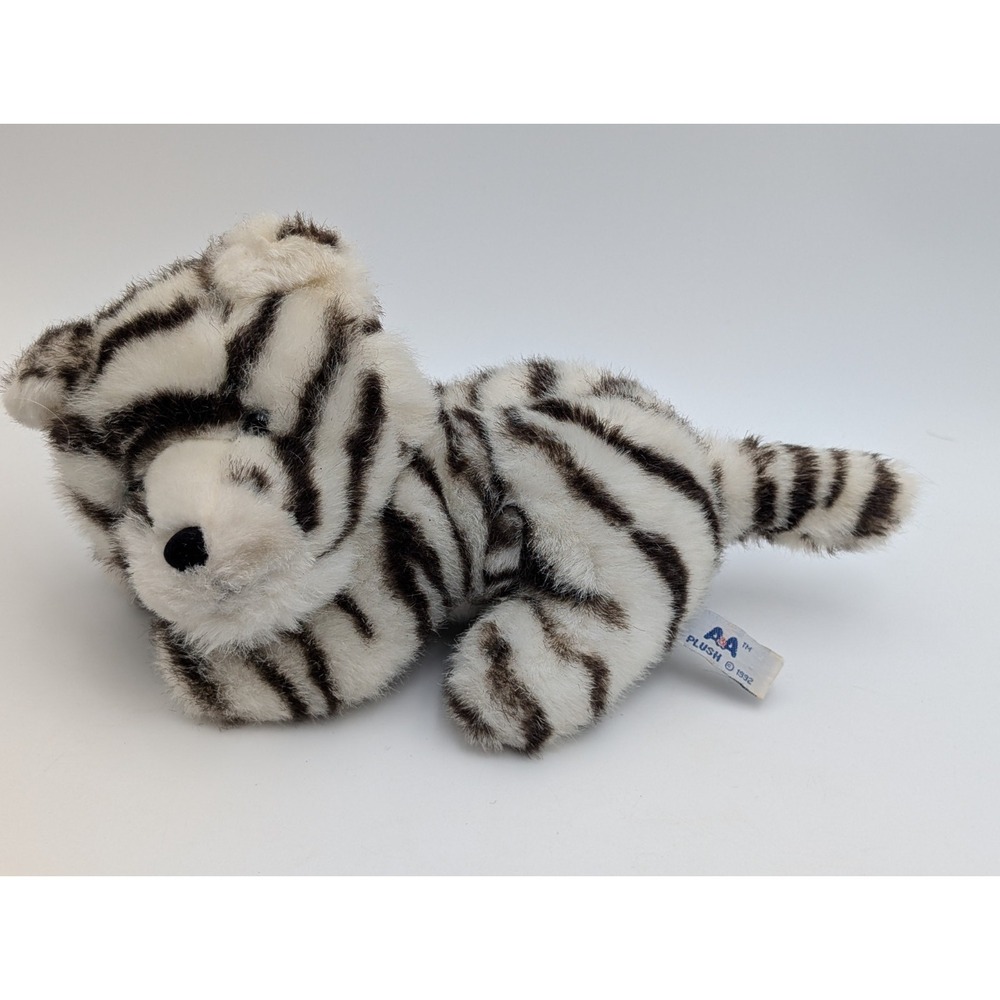 Siberian‎ Tiger Plush 6 Inch 1992 White Black A&A Stuffed Animal Toy